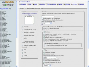 Esportare il database o le tabelle