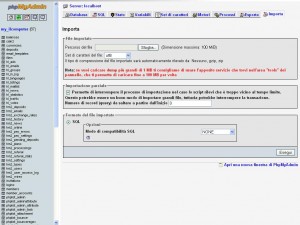 Importare il database o le tabelle