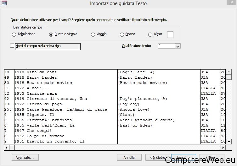 access-importazione-guidata-testo