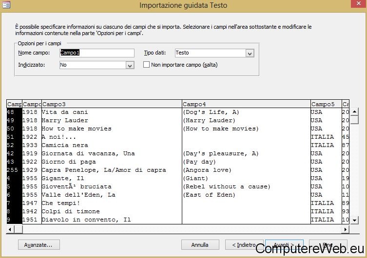 access-importazione